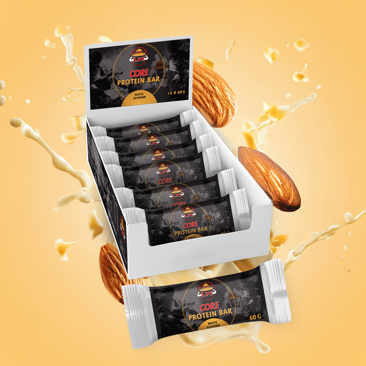LPZ CORE Protein Bar Box - White Almond - 12x 60g