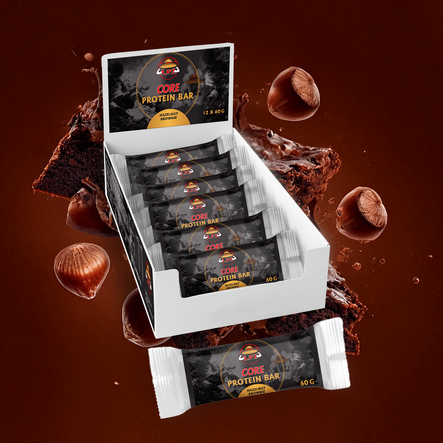 LPZ CORE Protein Bar Box - Hazelnut Brownie - 12x 60g